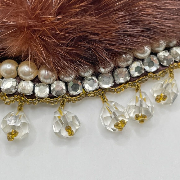Genuine Mink Top Hit Hand Made Baare Beards Japan Beaded Collar Vintage - Picture 5 of 14